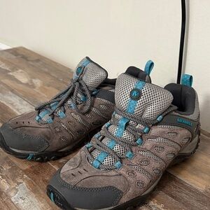Merrell Gray and Teal Outdoor hiking  Shoes 9.5